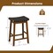 Costway Woven Saddle Stools Set of 2 Faux PU Leather Counter Height Kitchen Stool